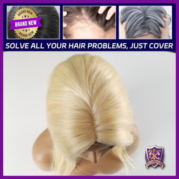 5x5 Human Hair Topper Mono Base 18 Inch No Bangs Thinning Hair Solution - Picture 4 of 7